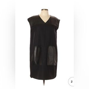 NWT Madewell Black Leather Accent Shift Dress - Large - $250